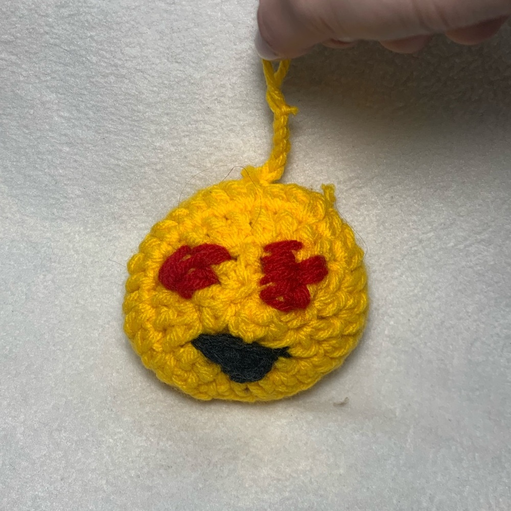 Handmade Yellow Heart Eyes Emoji Keychain